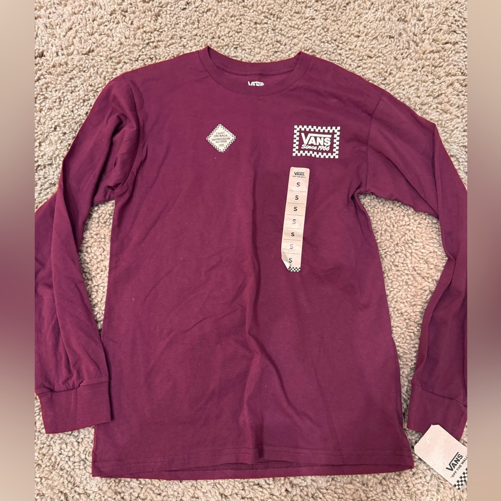 Vans Long Sleeve T-Shirt Mens Sz S Maroon New!